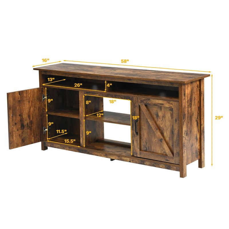 Costway 60''Industrial TV Stand Entertainment Console Center w/ Shelve & Cabinet, 4 of 13