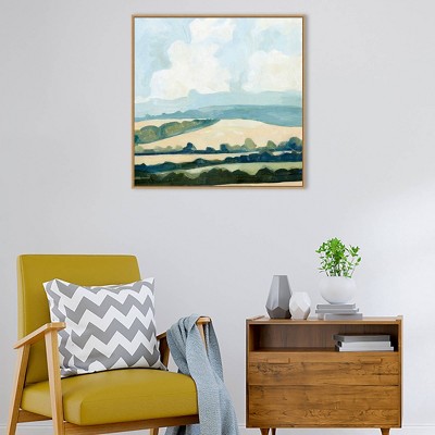 Fieldscape II Blue and Green Canvas Wall Art with Float Frame