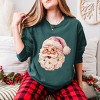 Santa Face Textured Paint - Women's Garment Dyed Long Sleeve Graphic T-Shirt - 3 of 4