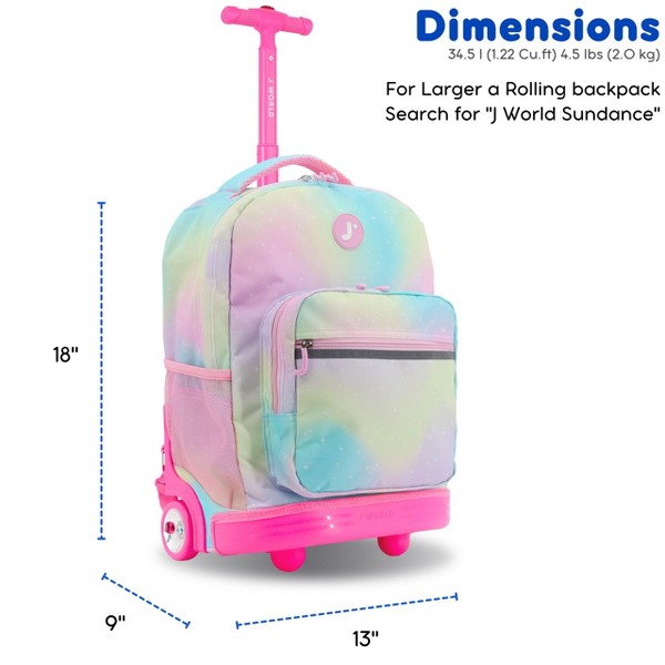 Mochila rodante para niños J World Sunrise de 18" para escuela y viajes 7