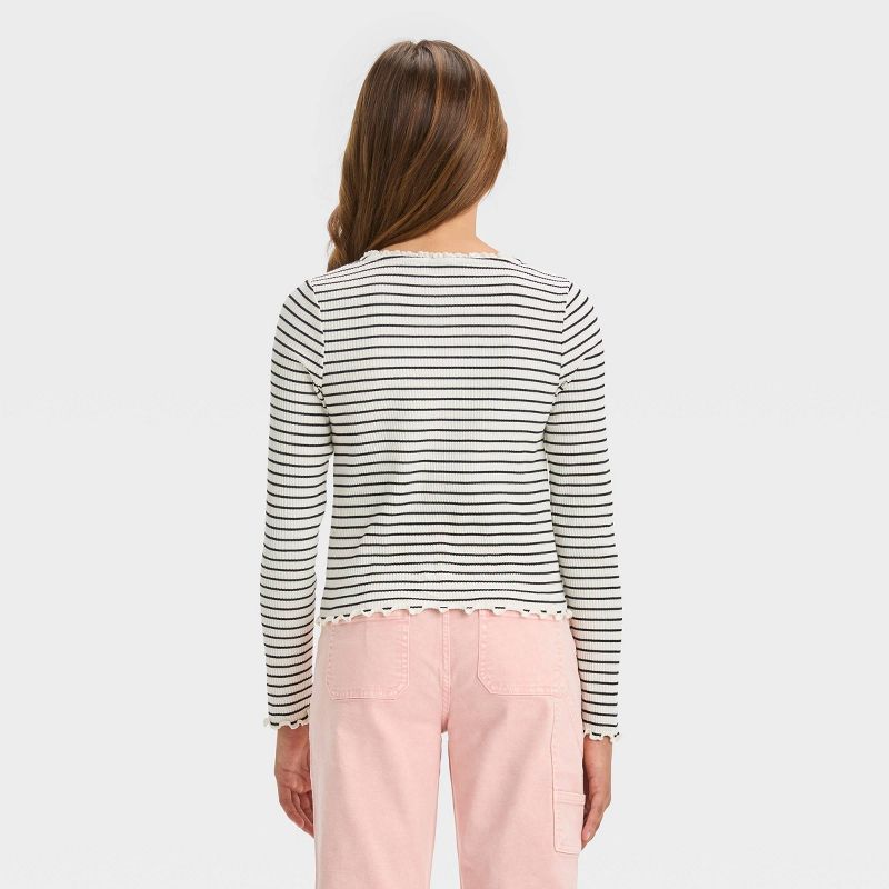 Girls' Long Sleeve Lace Trim T-Shirt - art class™, 3 of 7