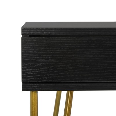 Chic Transitional Black and Gold Home Office Desk with Dual Drawers