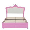 Bellemave Crown Full Size Princess Bed with Storage Drawers for Girls,Cute Full Size Bed Frame for Kids,Lights，Pink - 4 of 4