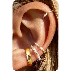 Fade-Resistant 14K Gold-Plated Clip-On Ear Cartilage Fake Earrings Set Fashion Jewelry - 1 of 4