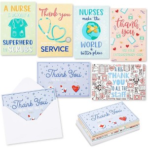 Pipilo Press 24-Pack Nurse & Doctor Appreciation Thank You Cards, 6 Assorted Designs, Blank Inside, 4x6 - 1 of 4