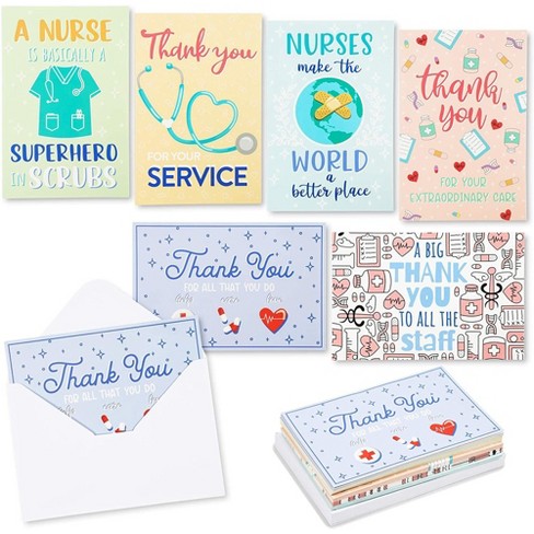 24-Pack Nurse & Doctor Appreciation Thank You Cards, 6 Assorted Designs, Blank Inside, 4x6 - image 1 of 4