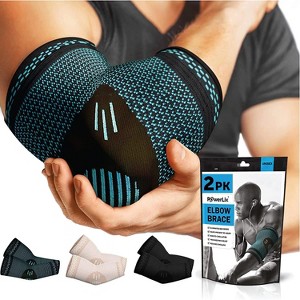 PowerLix 2-Pack Elbow Brace Compression Support Sleeve for Tendonitis, Elbow Treatment, & Workouts - B - 1 of 3