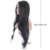 Unique Bargains Women's Long Natural Curly Lace Front Wigs with Wig Cap 26" Black 1PC - 2 of 4