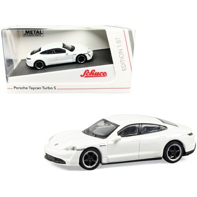 Porsche Taycan Turbo S White Metallic 1/87 (HO) Diecast Model Car by Schuco