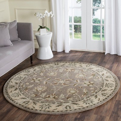 Handmade 6' Round Gray Wool Tufted Area Rug