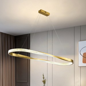 BAOURE Gold Modern Led Chandelier with Remote Dimmable,39 Inch Large Modern Led Pendant Light,Led Ring Chandelier Kitchen Island Lighting - 1 of 4