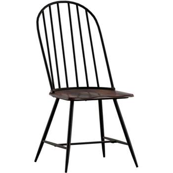 Set of 4 Raelyn Two-Tone Spindle Windsor Dining Chairs Black - Inspire Q