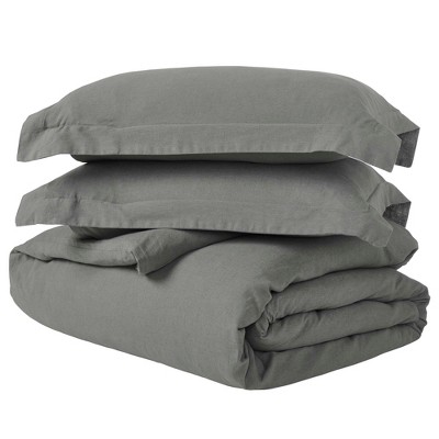 Cotton Linen Garment Washed 3 Piece Duvet Cover Set by Blue Nile Mills