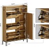 Shoe Cabinet with 3 Flip-out Drawers, Rattan Freestanding Shoe Organizer with Open Shelves Side Cabinet, for Entryway, Hallway, Living Room, - 2 of 4
