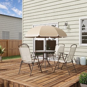 LOVMOR 6 Piece Patio Dining Set for 4 with Umbrella - 1 of 4