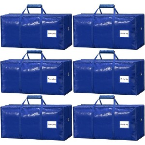 6 Pack Heavy Duty Moving Bags with Padded Wrap Around Handles-Strengthened Zipper Extra Large Storage Totes for Dorm - 1 of 4