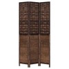 vidaXL Dark Brown Room Divider - 3 Panel Privacy Screen - Solid Paulownia and Bamboo Wood - Burnt Finish for Bedroom, Living Room, Office - Indoor Use - 4 of 4