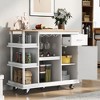 Rolling Kitchen Island Cart with Drawer,Kitchen Cart Cabinet with Storage Shelves & Wine Rack &Lockable Wheels,Island Table for Kitchen Dining Room - 2 of 4
