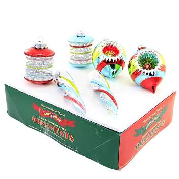 Shiny Brite Festive Fete Mixed Shapes  -  Six Ornaments 6 Inches -  Christmas Ornaments  -  4027900  -  Glass  -  Multicolored
