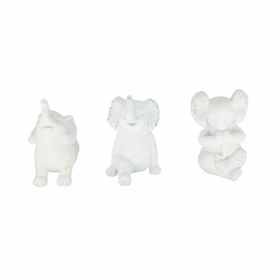 Sagebrook Home Set of 3 Yoga Elephant Figurines - Classic Polyresin Sculpture of Yoga Posed Eleplants - Home, Office, Yoga