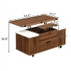 Kumasinova Multi-Functional Lift-Top Coffee Table with Hidden Storage,Side Table with 4 Stools,End Table with Casters,Center Table for Living Room - 2 of 4