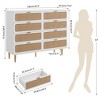 Rattan 8 Drawer Dresser for Bedroom, 47"W Wooden Chest of Drawers with Metal Handles, Wooden Dresser TV Stand, Clothes Storage Organizer for Bedroom - 3 of 4
