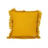 18x18 Inch Hand Woven Fringed Throw Pillow Mustard Cotton With Polyester Fill by Foreside Home & Garden - 4 of 4