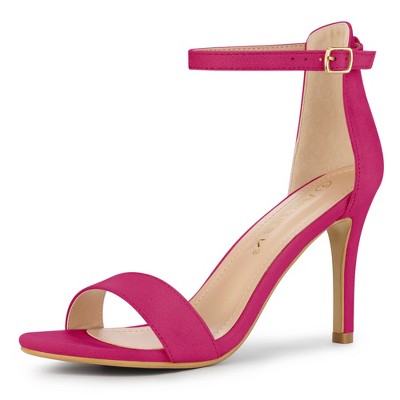 Allegra K Women's Faux Suede Ankle Buckle Strap High Stiletto Sandals