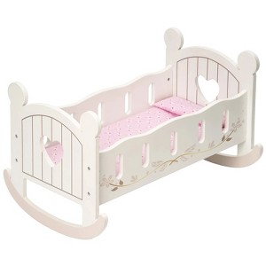 ROBOTIME Wooden Doll Cradle Rocking Baby Crib Bed,Toys for Dolls Girl,Fits Dolls up to 18 inches,White,7.39''*13.4''*12.6'' - 1 of 4