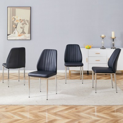 FONTOI 4PCS Dining Chairs with Extended Backrest&Metal Legs for Family, Restaurants, Hotels, Coffee Shops, Black, 25"*38"*17.7"