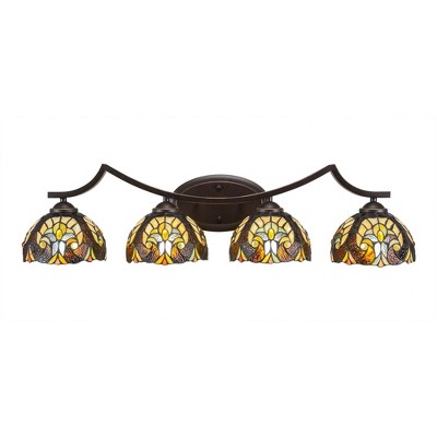 Toltec Lighting Zilo 4 - Light Vanity in  Dark Granite with 7" Ivory Cypress Art Glass Shade