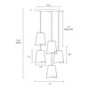 LNC Afmean 5-Lights 17" Modern   Luxury Smoked-Gray Glass Cluster Chandelier,Black and Smoked Glass - 3 of 4