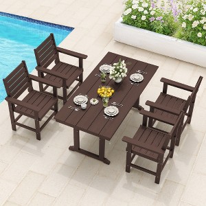Arceso Outdoor Dining Set with Umbrella Hole, HDPS Patio Furniture - 1 of 4