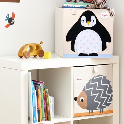 Arctic Penguin Foldable Beige Fabric Storage Cube