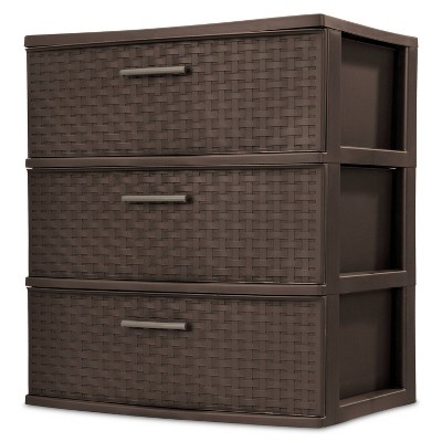 Wide 3 Drawer Weave Tower Espresso - Room Essentials&#8482;