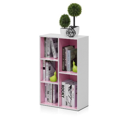 Chic White & Pink 5-Cube Wooden Organizer Shelf