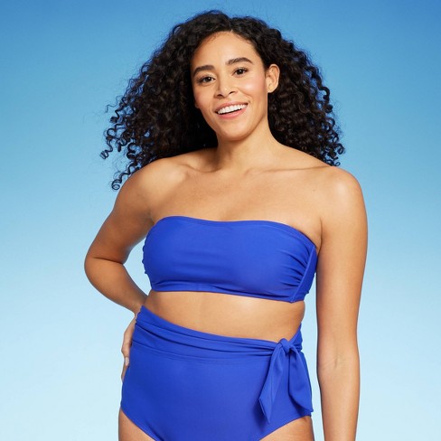 Kona Sol Navy Oxford Blue Faux Wrap Halter Bikini Top for Size D/dd Cups  for sale online