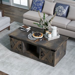NicBex 48.5 Inch Rectangle Coffee Table with Open Shelf and Cabinets for Living Room,Bedroom,No Assembly Required - 1 of 4