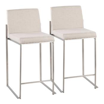 Set of 2 FujiHB Polyester/Steel Counter Height Barstools Beige - LumiSource