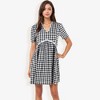 Anna-Kaci Women's Gingham V-Neck Short Sleeve Dress With Empire Waist - 4 of 4