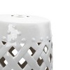Resenkos Modern Garden Stool, Patio Stool Side Table,13" x 18" Ceramic Garden Stool with Woven Lattice Design, White - 3 of 4