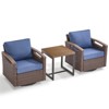 POCASSY Swivel Patio Chairs Swivel Rocker Set of 2 with Side Table, Small Patio Furniture Set Brown Wicker Outdoor Bistro Set with Swivel Glider Chair - 3 of 4