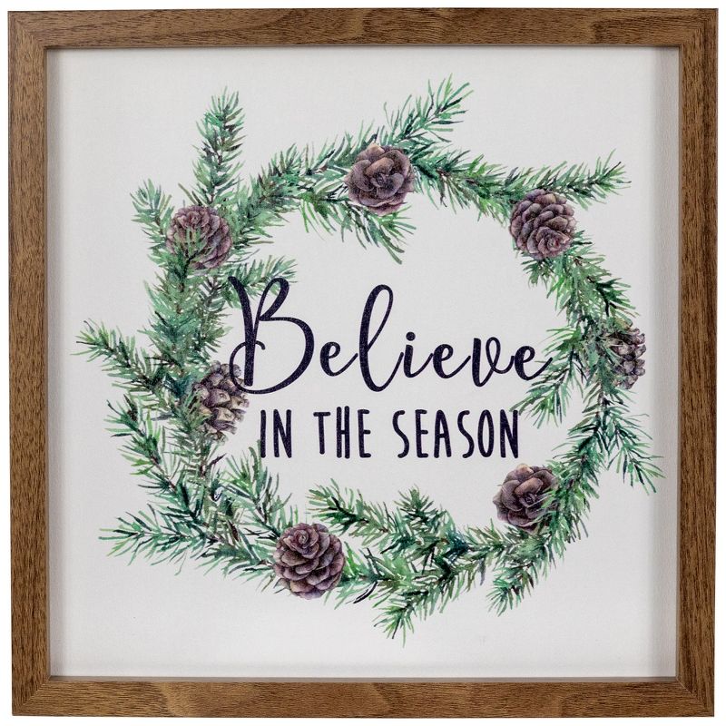 Northlight 11.75" Framed Believe In The Season Christmas Wall Sign, 1 of 8