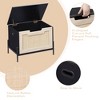 Rattan Storage Bench with Cushion, Toy Box w/2 Safety Hinges, 39.4” Toy Chest for Bedroom, Storage Bench with Storage, Shoe Bench, for Living Room - 2 of 4