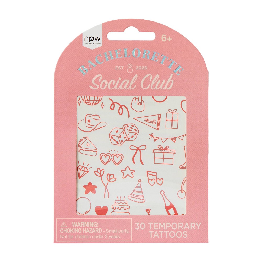 NPW Bachelorette Temporary Tattoos 1 Sheet Pink