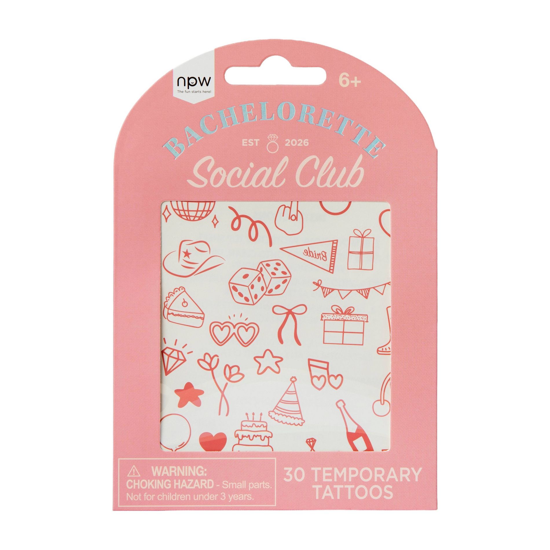 NPW Bachelorette Temporary Tattoos 1 Sheet Pink