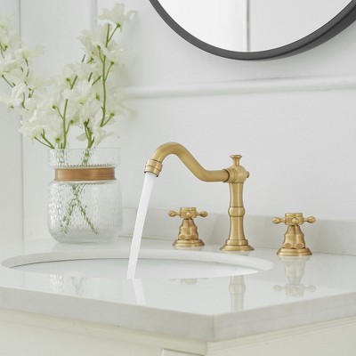 Antique Brass Double-Handle Widespread Bathroom Faucet