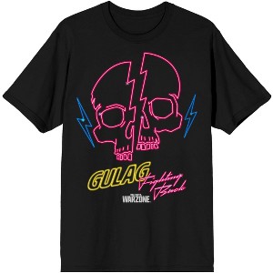 Mens Call of Duty Warzone Retro Gulag Skull Black T-shirt - 1 of 2