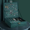 Lockable 3-Layer Jewelry Box for Women, Large Capacity Organizer Case for Earrings, Necklaces, Rings Bracelets, Green - 3 of 4