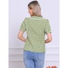 INSPIRE CHIC Women's Plaid Puff Short Sleeve Button Down Peter Pan Collar Shirt - 4 of 4